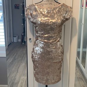 Rose Gold Sequin Open Back Dress
